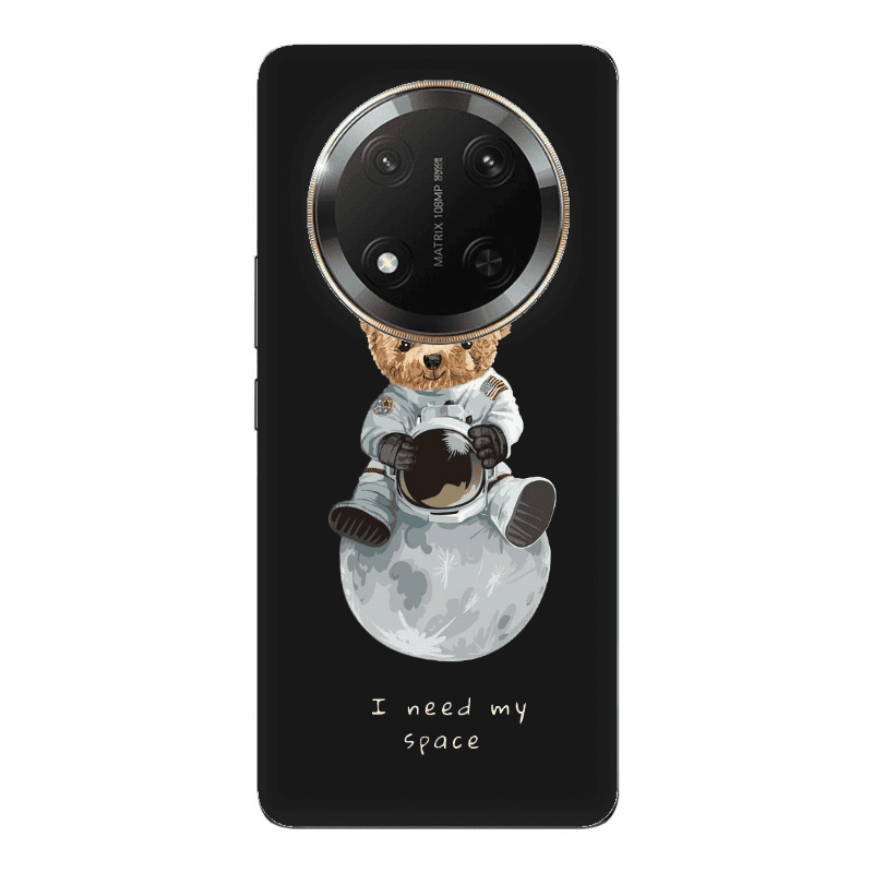 Honor Magic 7 Lite Bear in space Black Colored Silicone TPU Θήκη